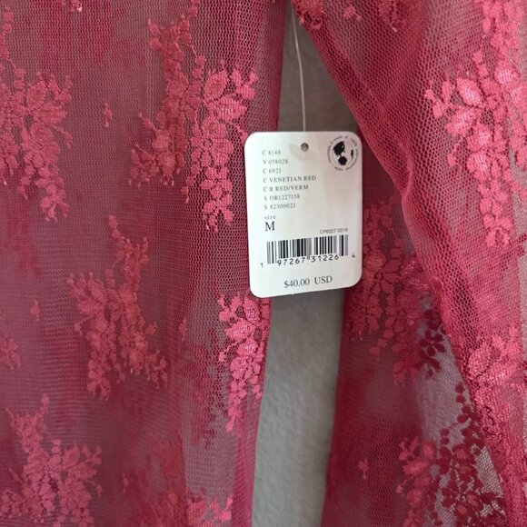 Free People Fuchsia Lace Mesh Top - M - Picture 2 of 2